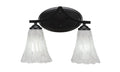 Matte Black 2 Light 16 inch Bath Bar with Italian Ice Glass B29104