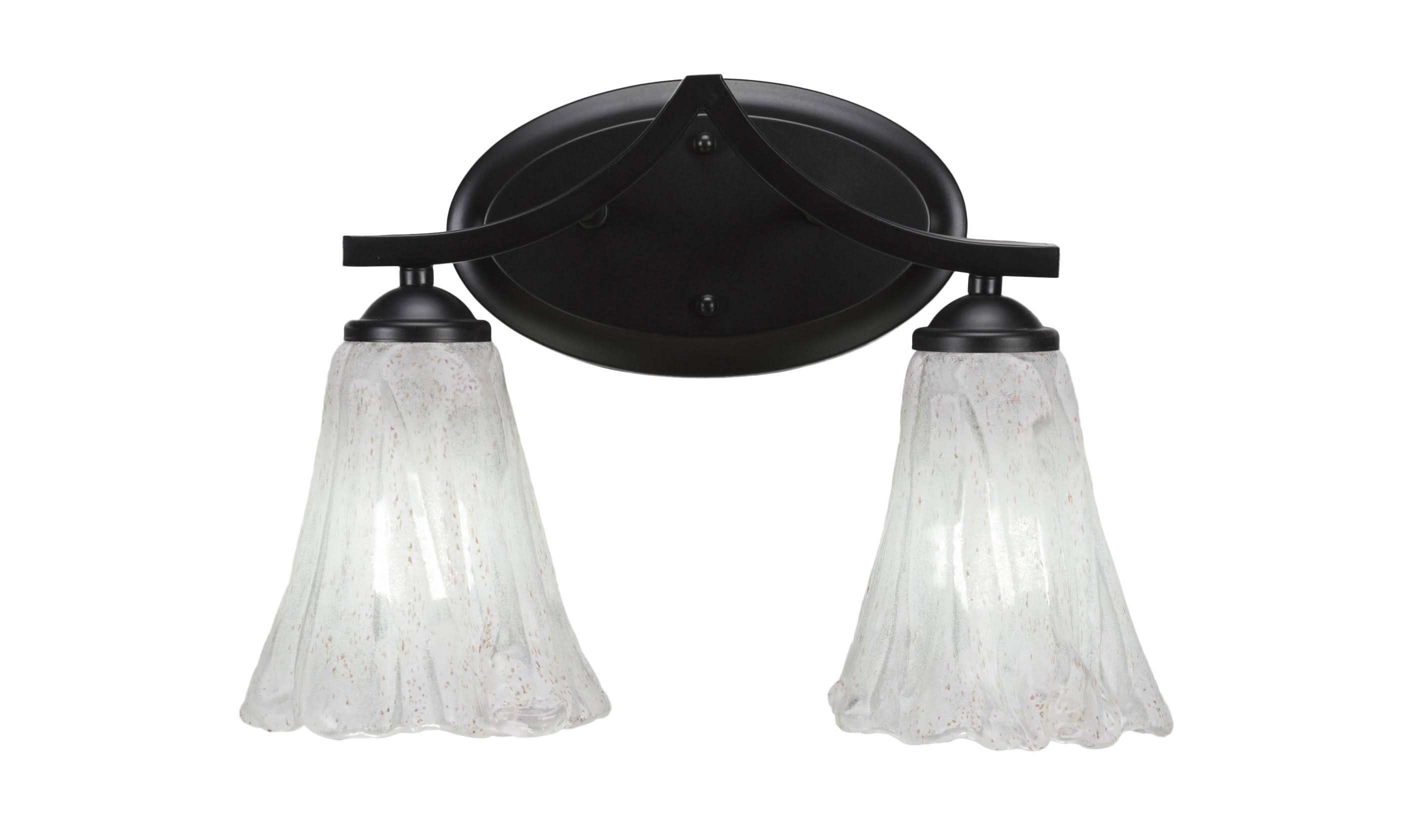Matte Black 2 Light 16 inch Bath Bar with Italian Ice Glass B29104