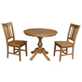 Pecan Round Top Pedestal Table with 2 Chairs S366394