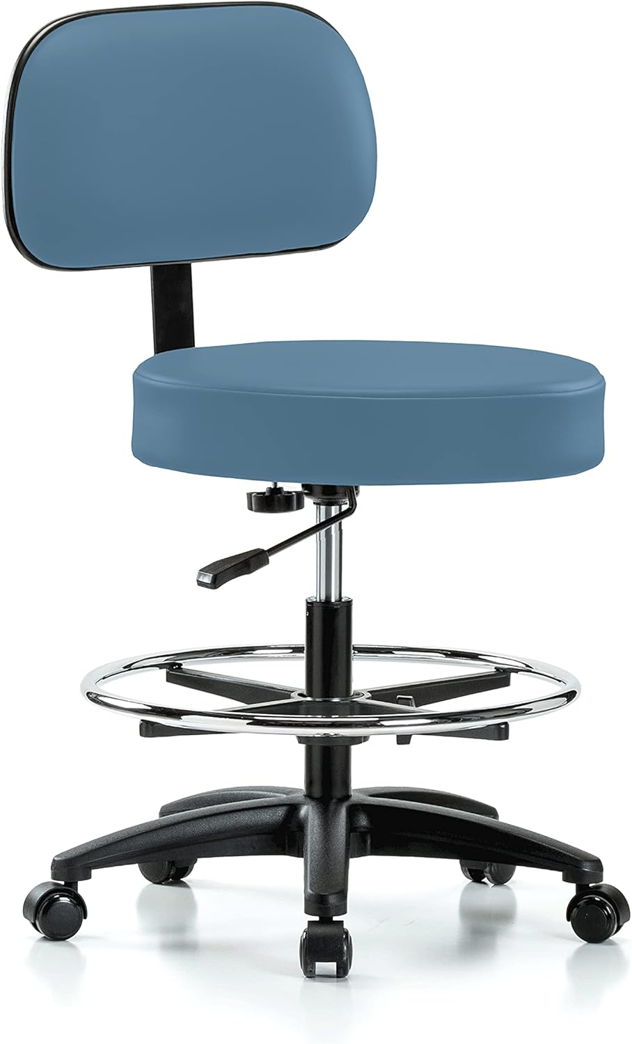 Rolling Height Adjustable Exam Stool with Back C726