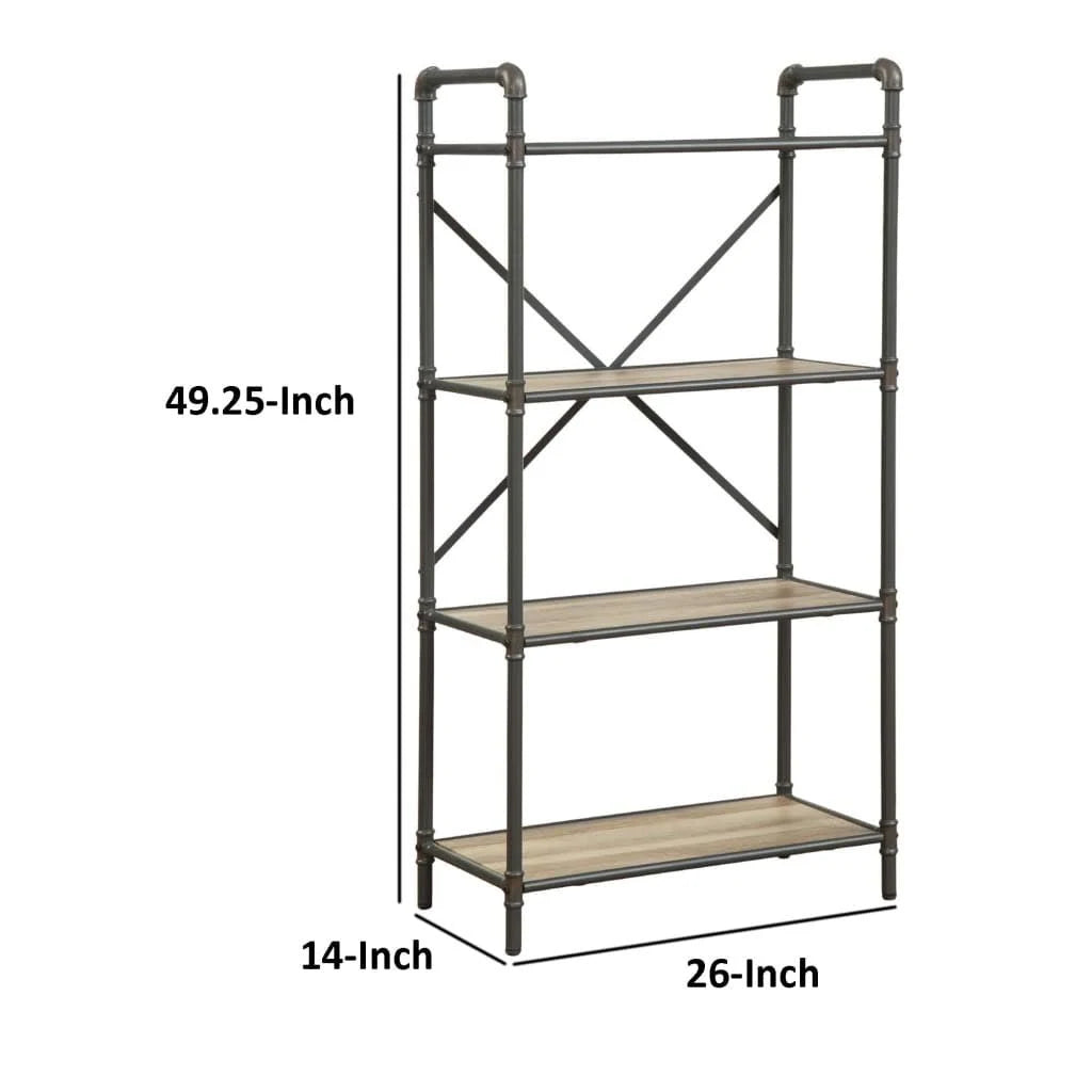 4 Shelf Bookcase, Sandy Gray/Oak A58580