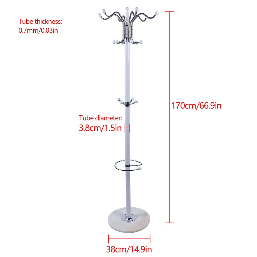 White Marble Metal Coat Rack with 16 Hooks F276858