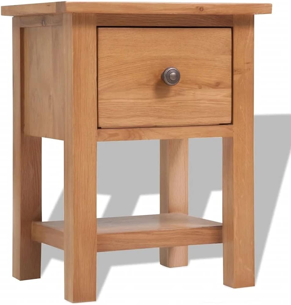 Brown Wooden Bedside Table Cabinet with Drawer X362053