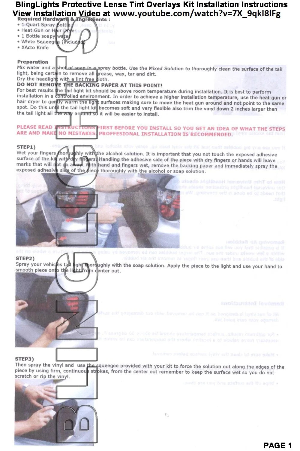 Tinted Protective Taillight Film Covers I156