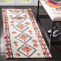 Handmade Moroccan Tribal Wool Runner, Ivory / Multi E349