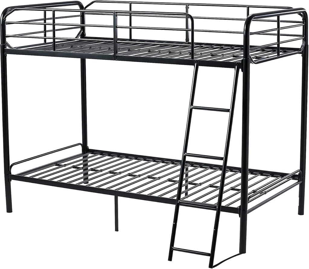 Twin Over Twin Black Stackable Bunk Bed with Ladder and Metal Frame G69722