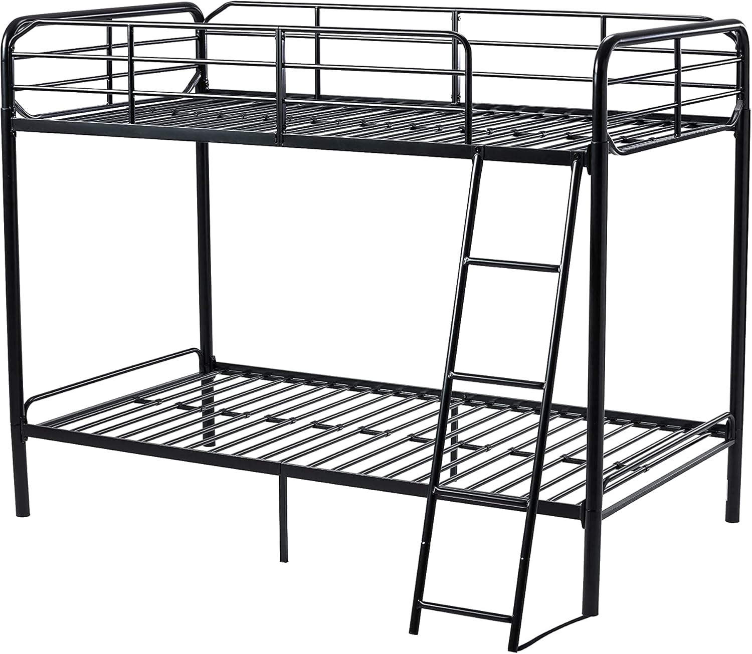 Twin Over Twin Black Stackable Bunk Bed with Ladder and Metal Frame G69722