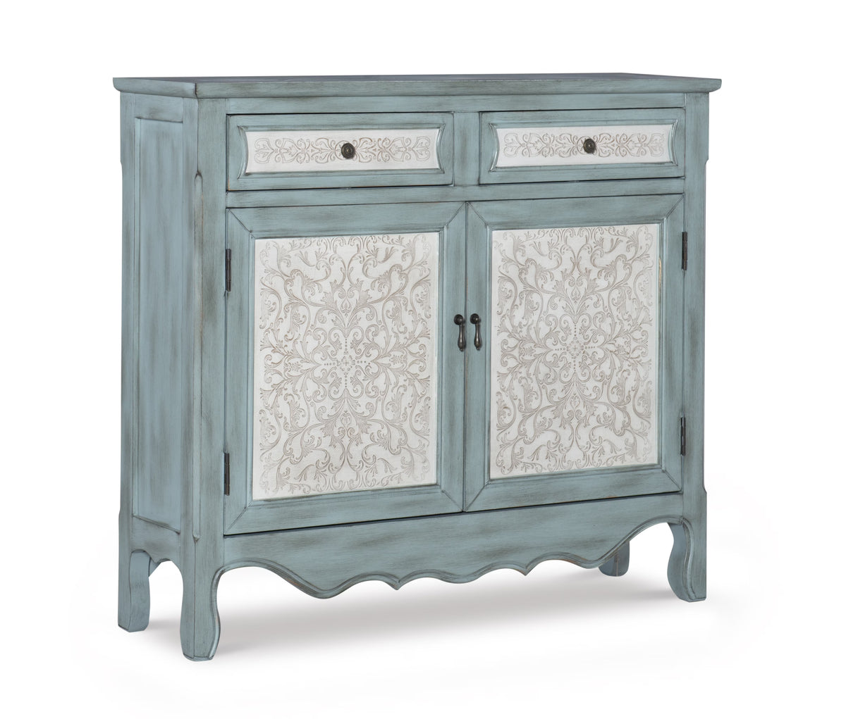 Blue 2-Door 2-Drawer Console Table with Shelves C482