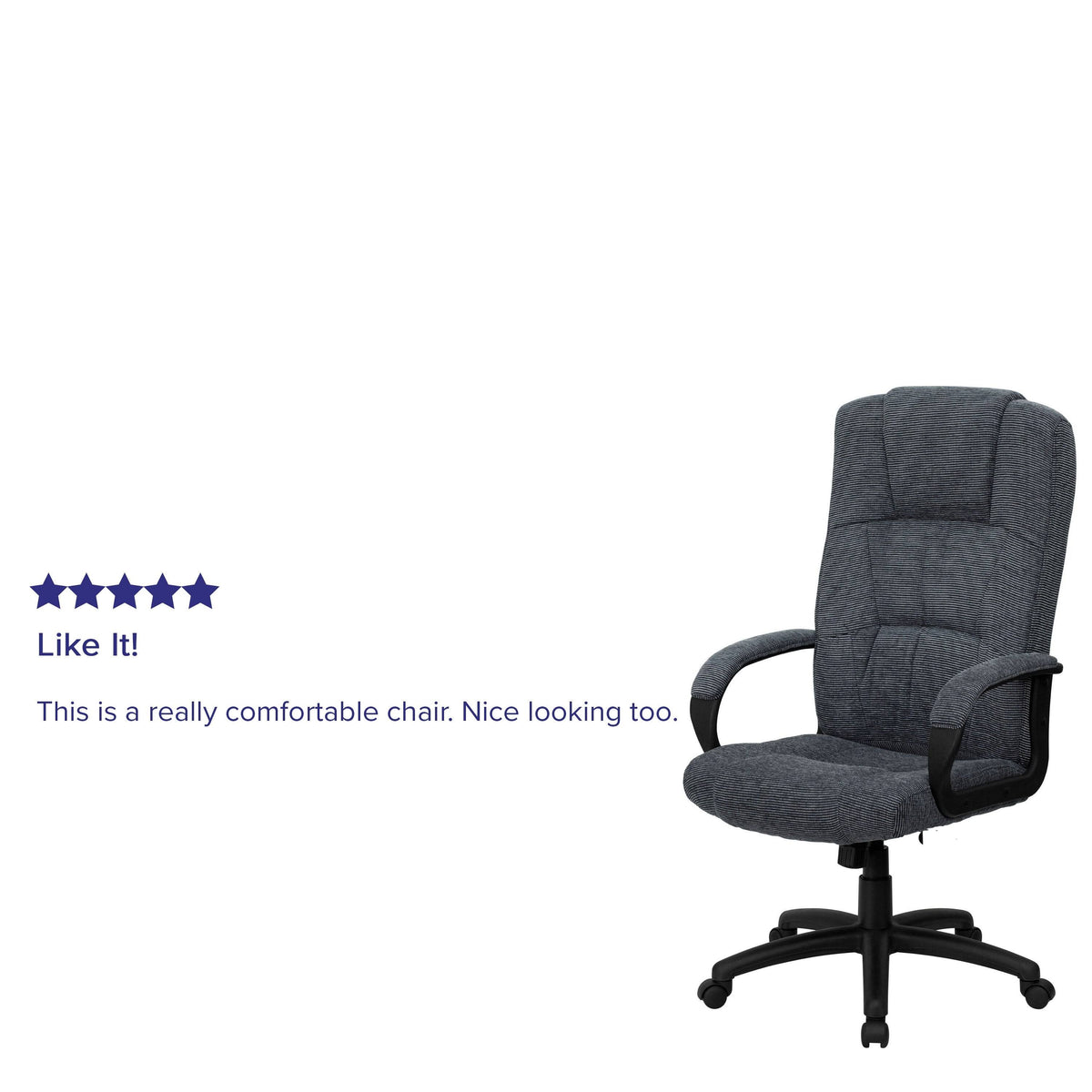 High Back Fabric Executive Swivel Office Chair with Arms Gray F7426