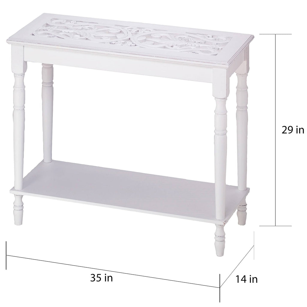 White Carved Console Table T809372