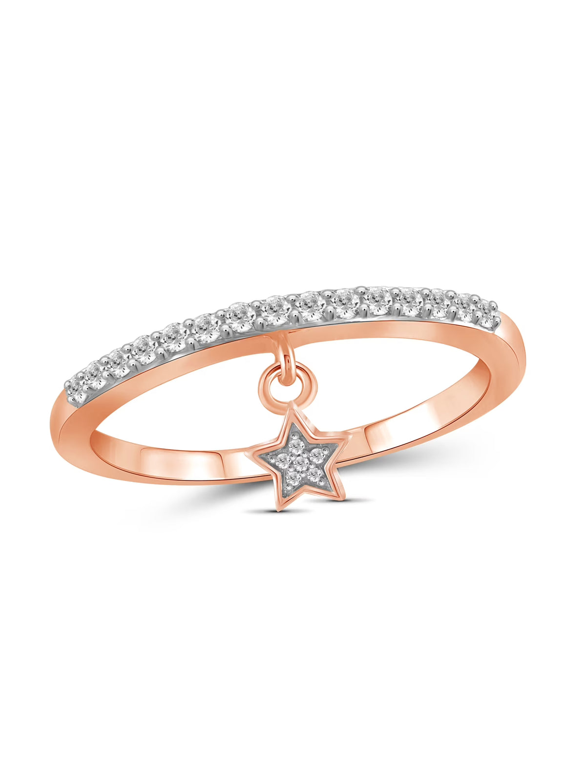 1/5 Carat White Diamond Ring Rose Gold Over Silver O852