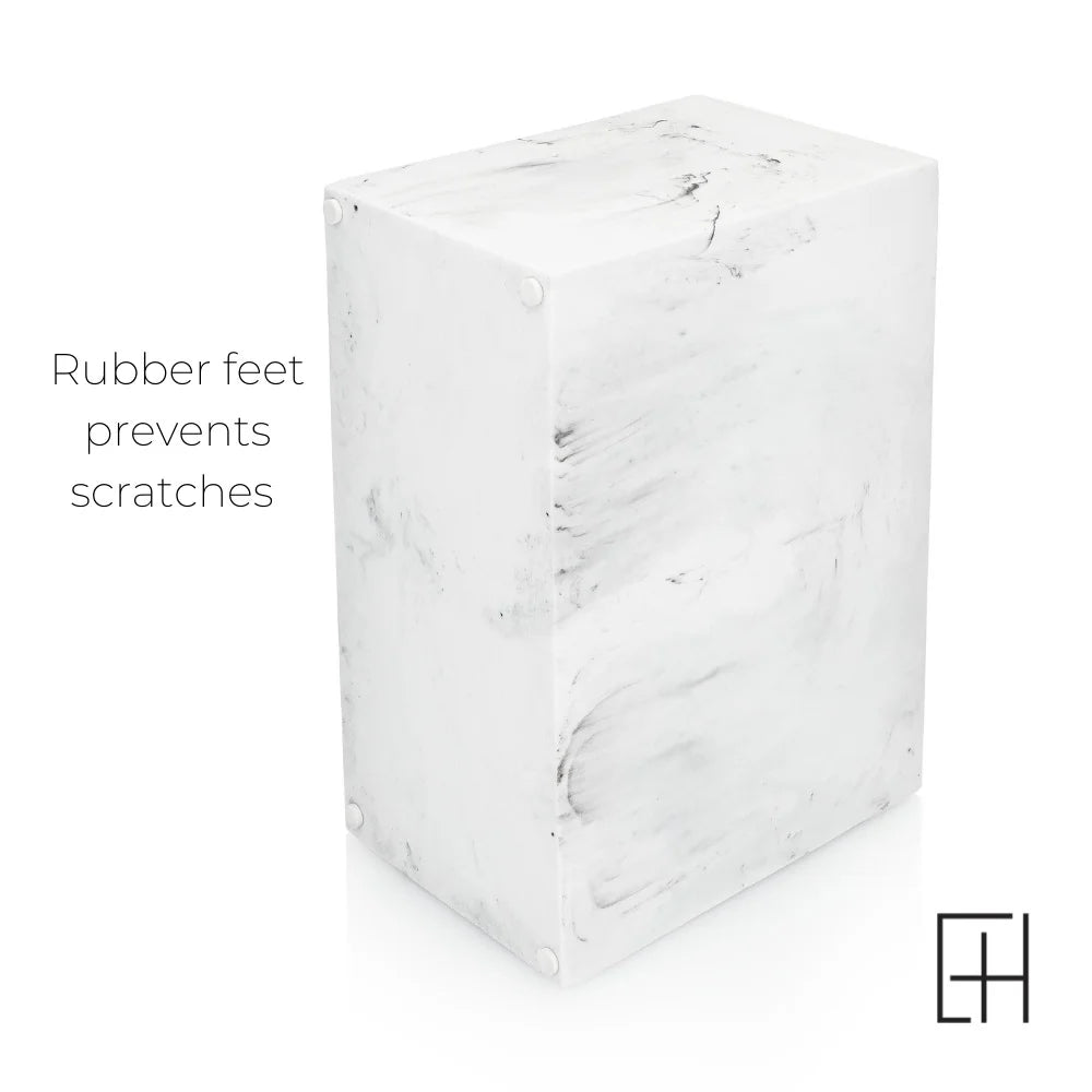 White Marble Rectangular Utensil Holder with Two Compartments J5908