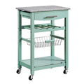 Green Kitchen Cart with Granite Top N91753