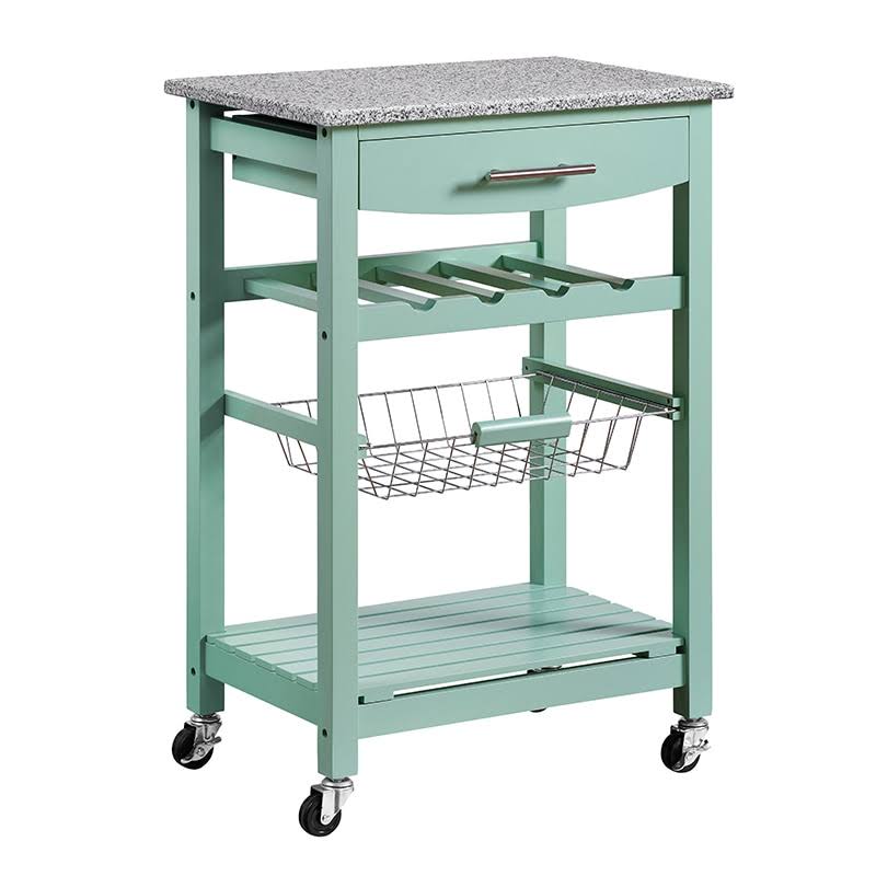 Green Kitchen Cart with Granite Top N91753