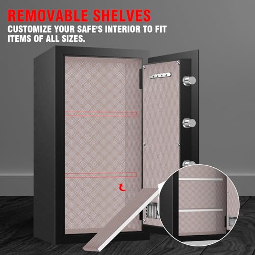 6.1 Cub Fireproof Waterproof Home Safe Box with LCD Screen Digital Keypad and Key Lock H601372