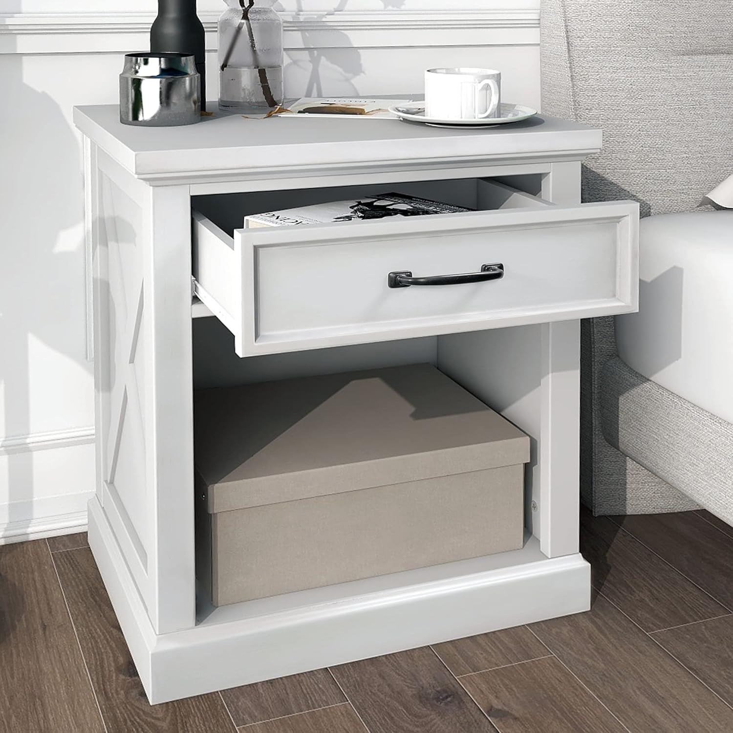 Rustic Gray 3-Drawer Wood Nightstand C174941
