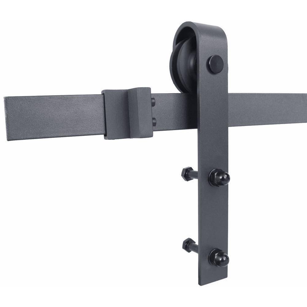 Gray Stained Knotty Pine Wood Interior Sliding Barn Door with Hardware Kit V148246
