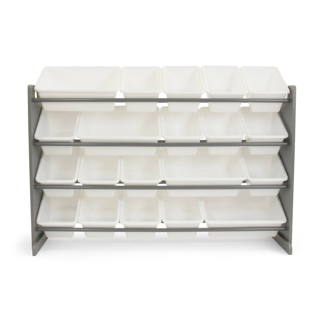 Grey and White Extra Large Storage Organizer with 20 Plastic Bins B4750