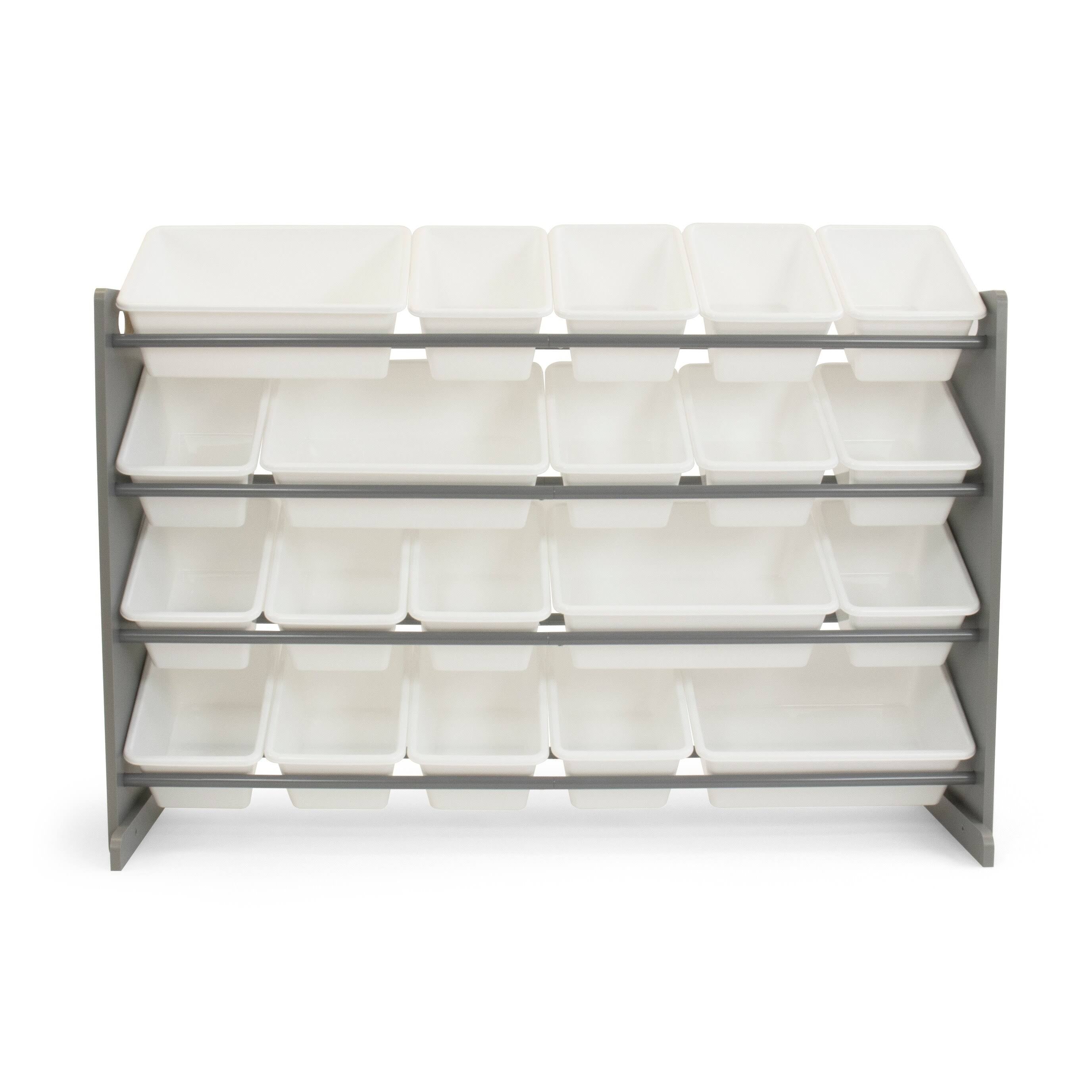 Grey and White Extra Large Storage Organizer with 20 Plastic Bins B4750