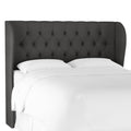 Tufted Wingback Headboard Dark Gray Velvet H989195