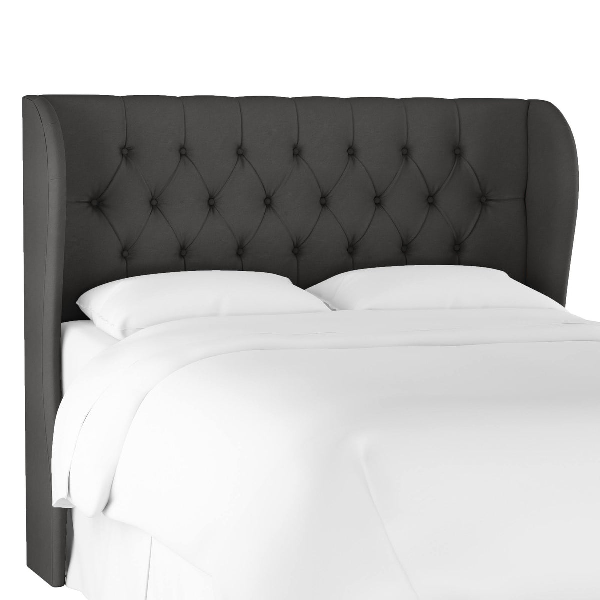 Tufted Wingback Headboard Dark Gray Velvet H989195