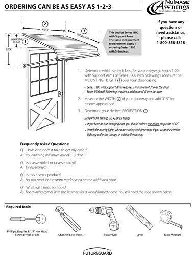 5 ft. Aluminum Door Canopy Awning in Bedford Blue M804642