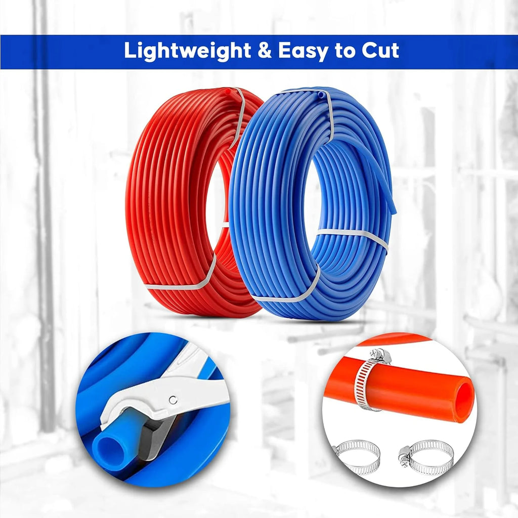 2 Rolls 1/2 Inch X 50 Ft Blue And Red PEX Pipe N718