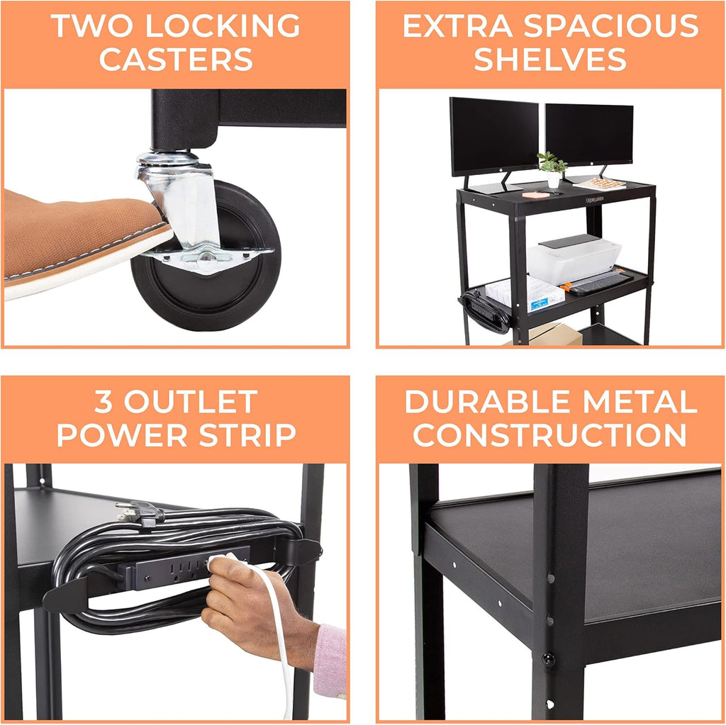 Height Adjustable AV Cart with Power Cord H160014