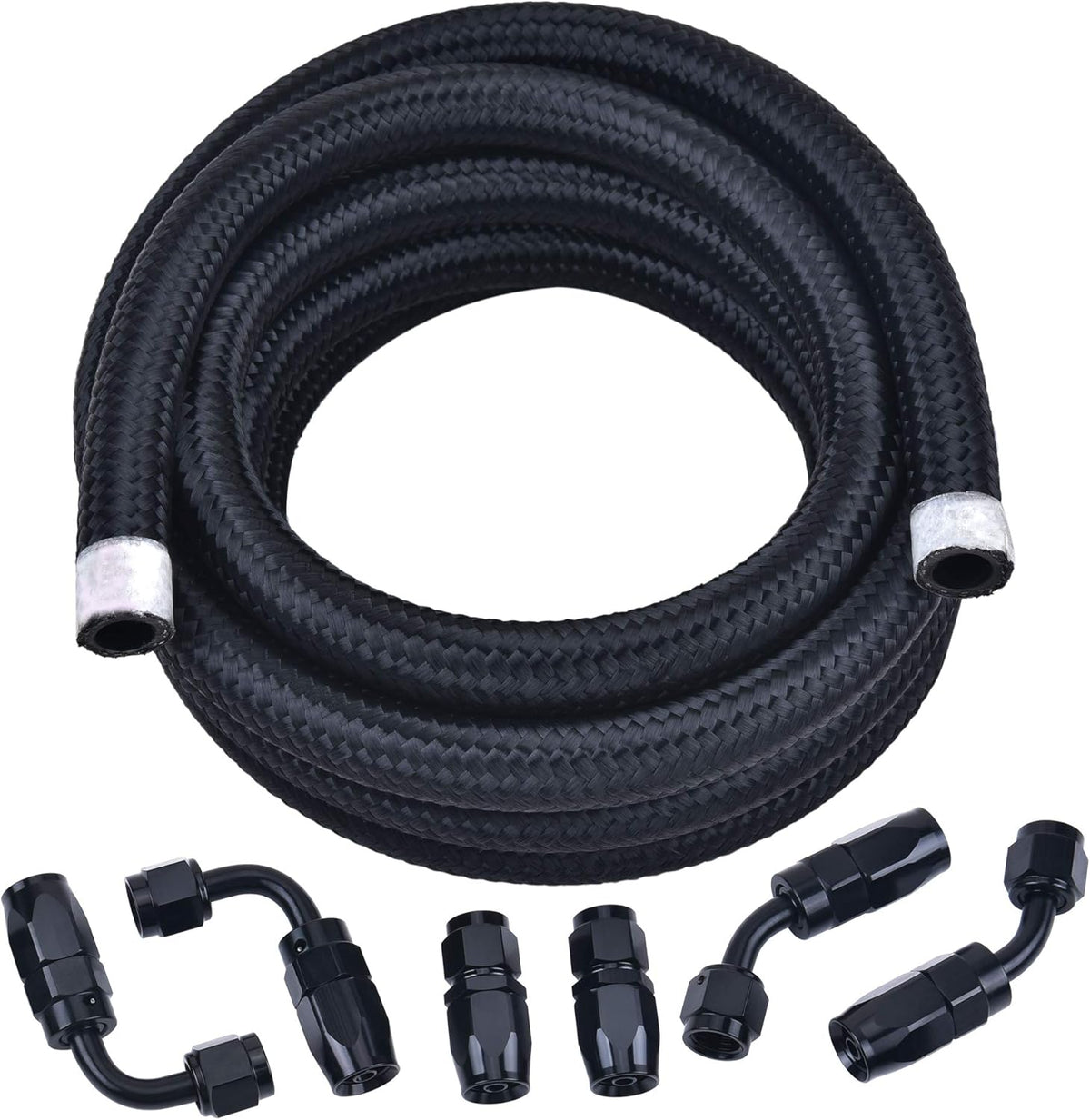 6AN Nylon Braided Fuel Hose Kit 10FT Black Pack of 2 R642392