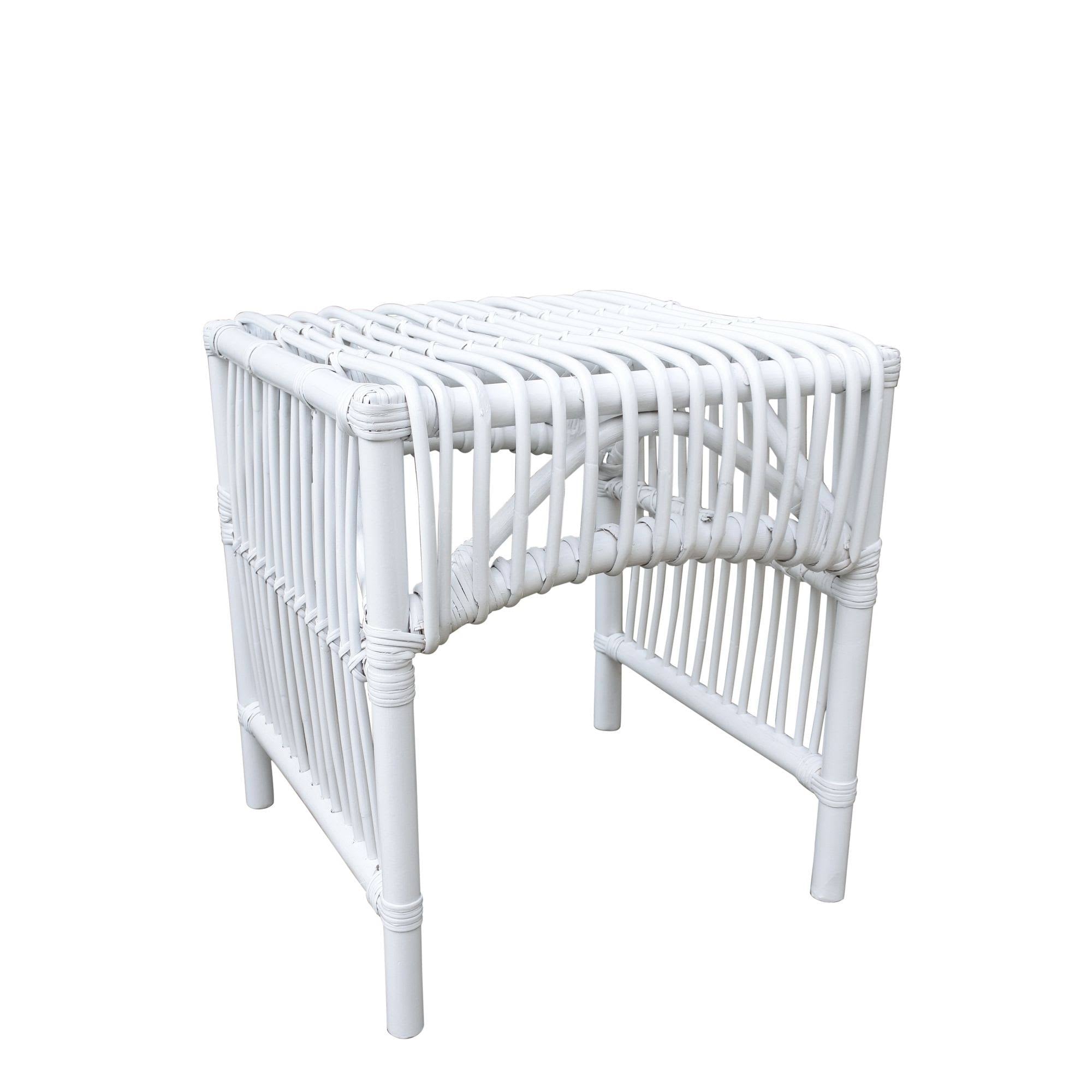 White Rattan Side Table D2823