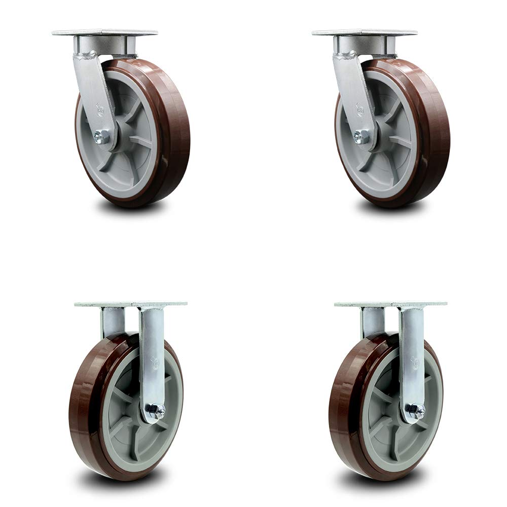 Swivel Top Plate Caster with 4 x 2 Maroon Wheel & Side Lock Brake O1786