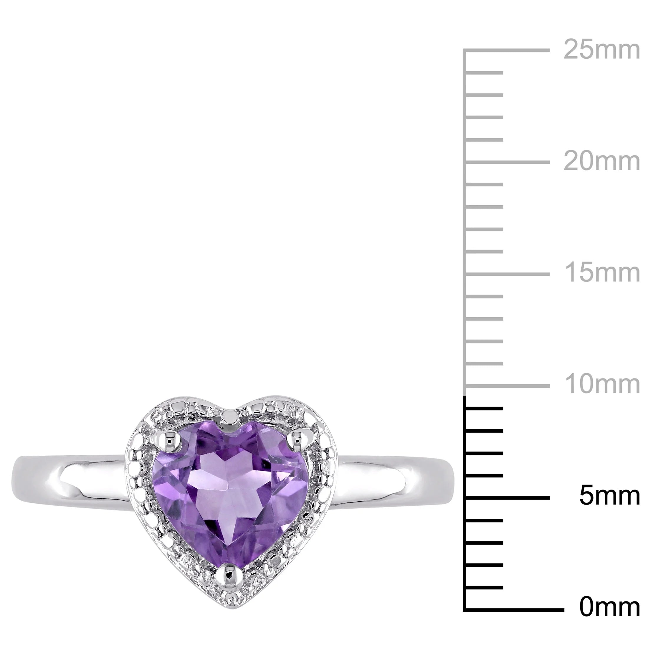 Heart-Shape Amethyst Sterling Silver Ring Y941