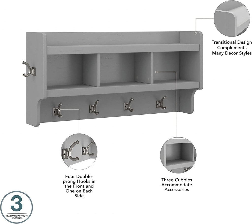 40W Cape Cod Gray Wall Mounted Coat Rack with Shelf B52302