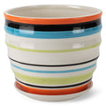 Ribbed Coral Blue Green 5.25 x 6 Inch Ceramic Flower Pot Planter with Saucer M437