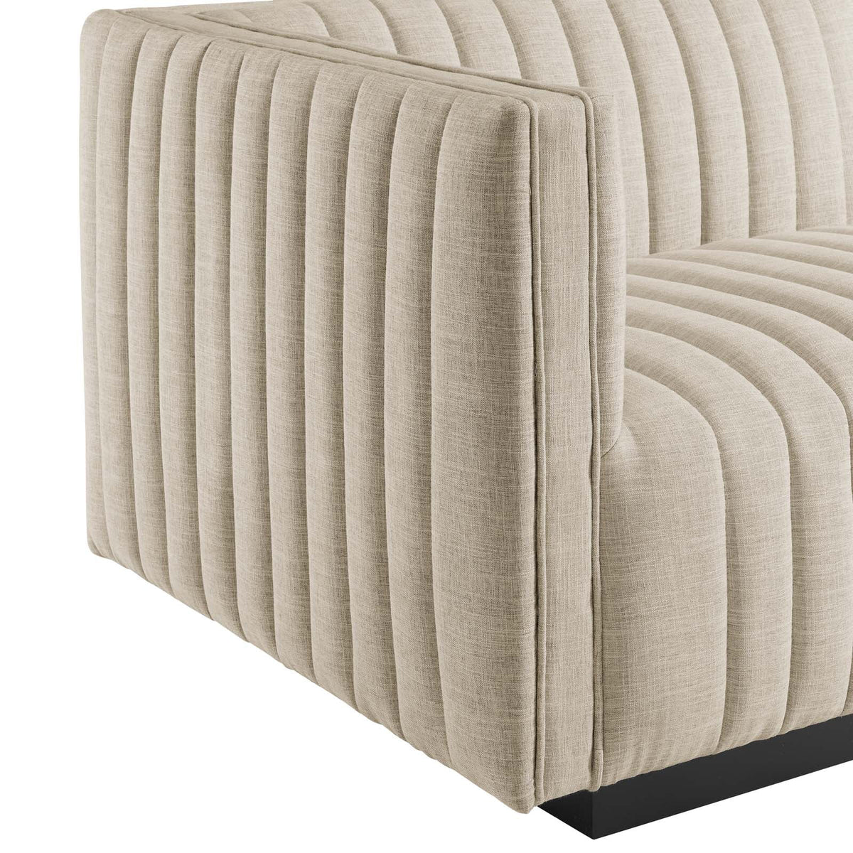 Black Beige Tufted Fabric Sofa K496214