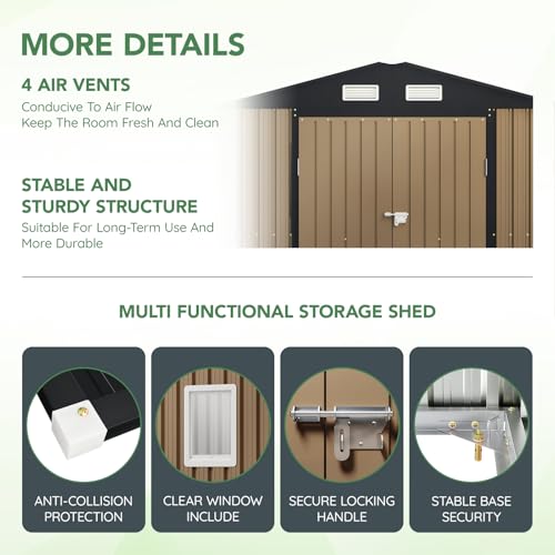 Brown Outdoor Steel Storage Shed V365379