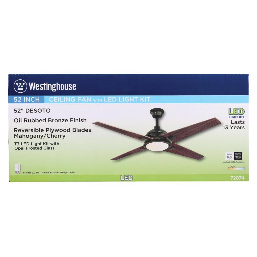 52 inch Oil Rubbed Bronze Ceiling Fan with Light Kit Y407196