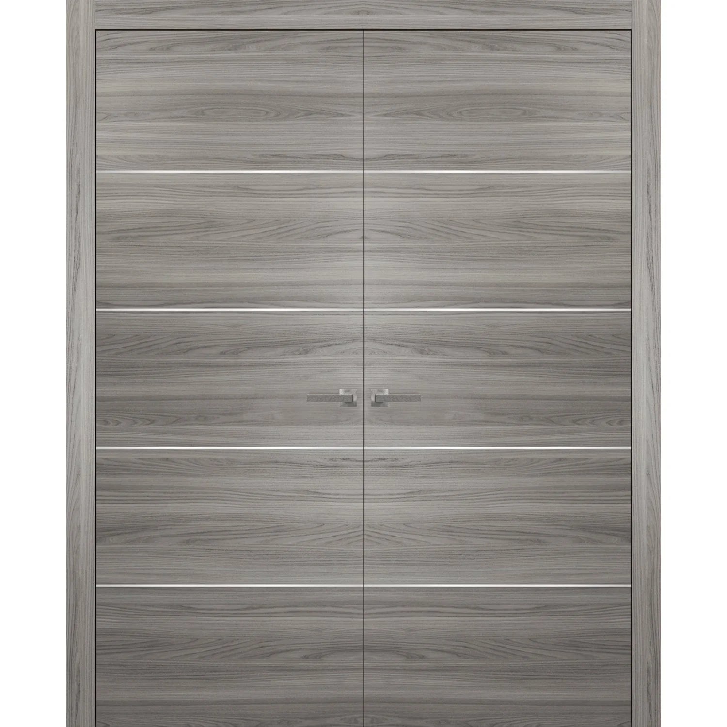 Grey French Doors 48 x 80 with Moldings R26512