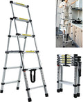 Telescopic Step Ladder Aluminium 330lb Capacity Anti-Slip W2915