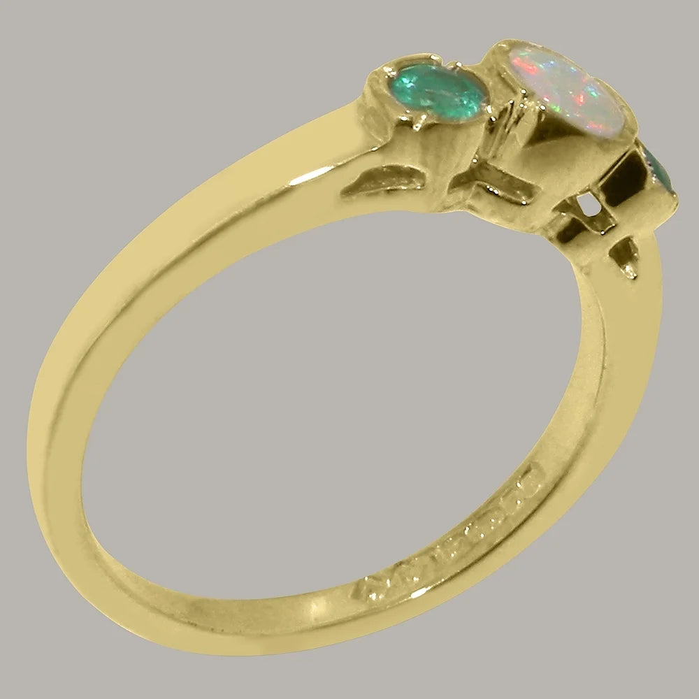 9k Yellow Gold Opal Emerald Ring X717