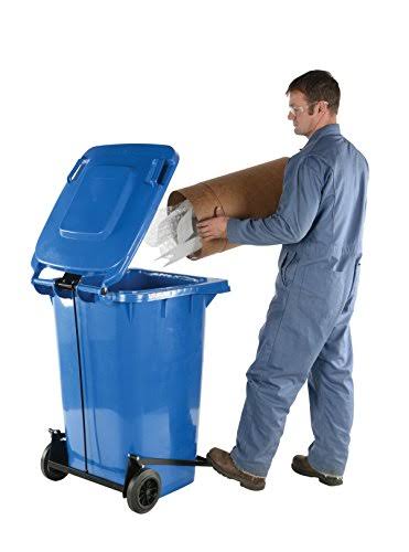 32 Gal Trash Cans with Foot Lid Lifter Blue R374035