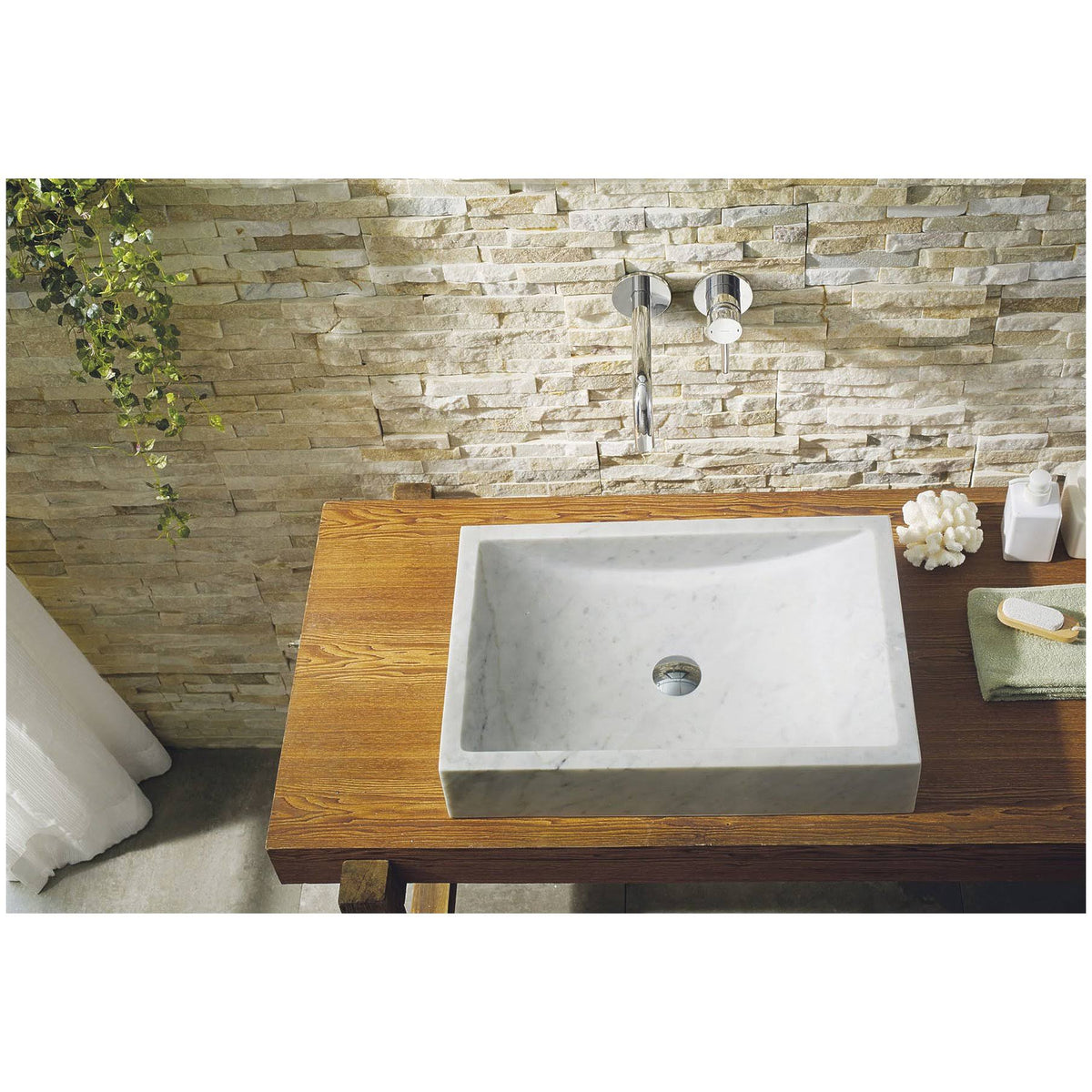 Bianco Carrara Marble Vessel Bathroom Sink I7598