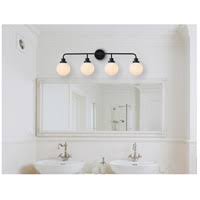 Black 4 Lights Bath Sconce with Frosted Shade O551