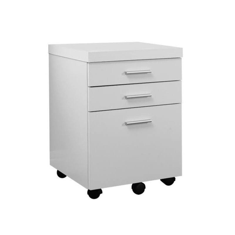 White Three Drawer File Cabinet D8838