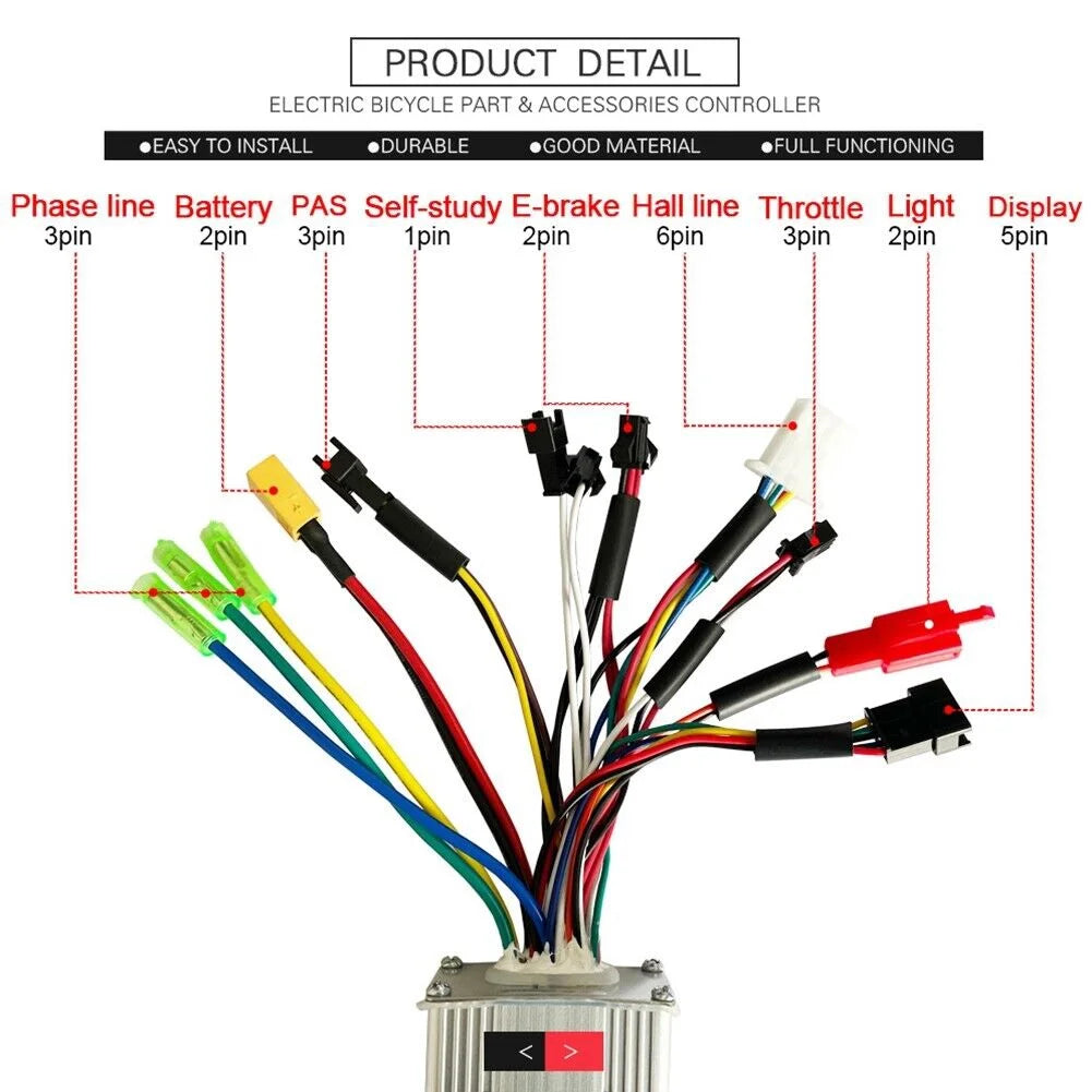 36/48V 17A Sine Wave Controller S810 Display Throttle 8 PAS Kit For E-bike MTB V42056