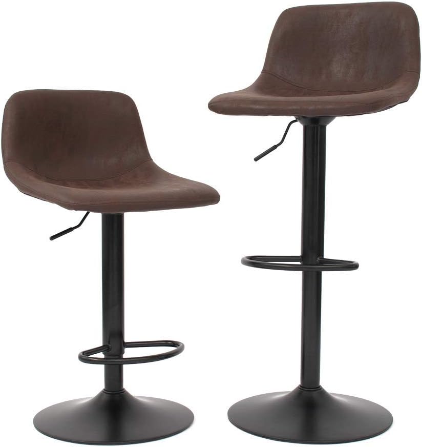 Retro Brown Swivel Adjustable Barstool Set of 2 K25640