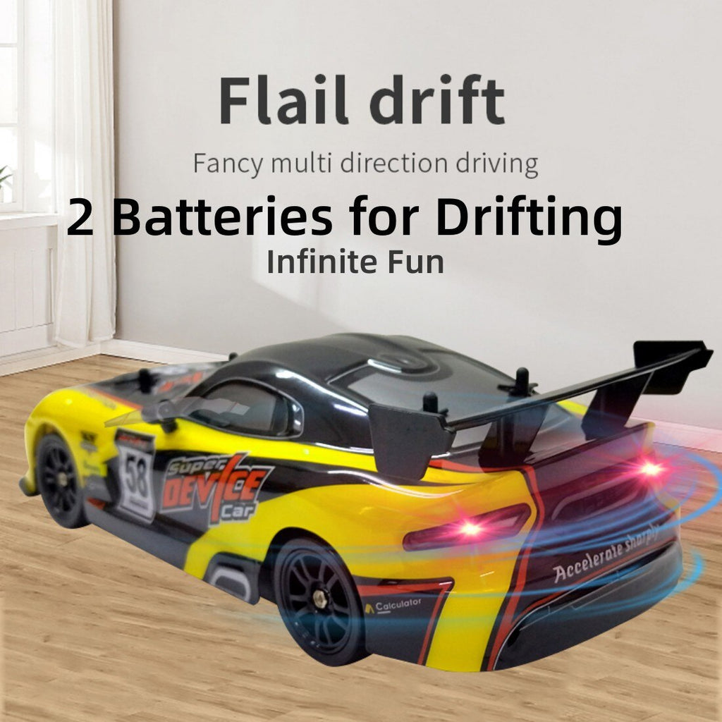 Yellow 4WD Remote Control Drift Car with 2 Batteries B9077