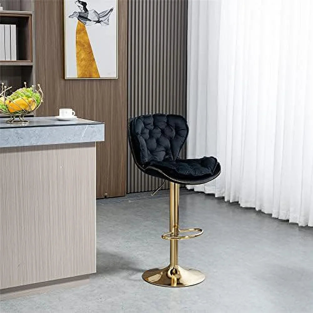 Rose Red Velvet Adjustable Counter Stools with Swivel Seat B2892
