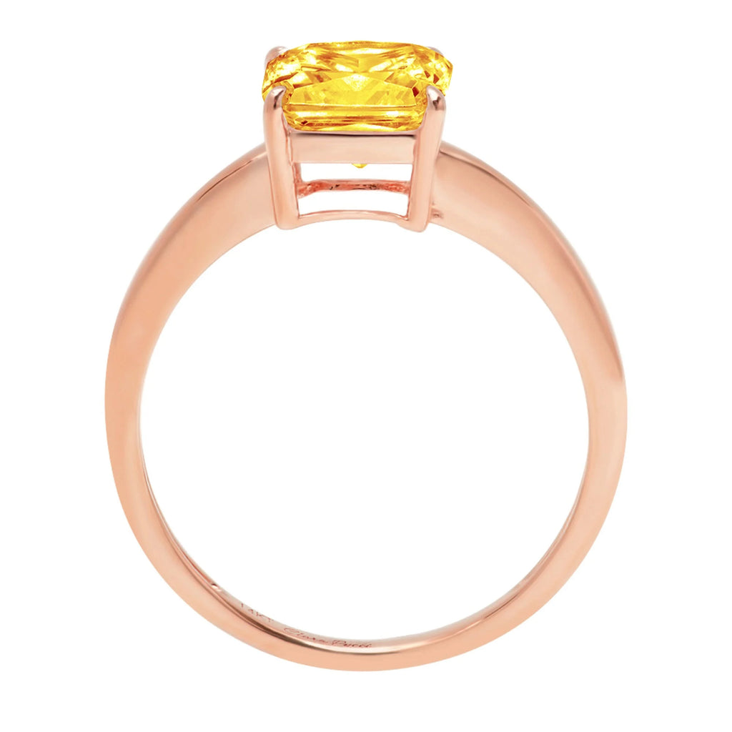 1.5ct Asscher Cut Yellow Citrine 18k Rose Gold Solitaire Ring A48131
