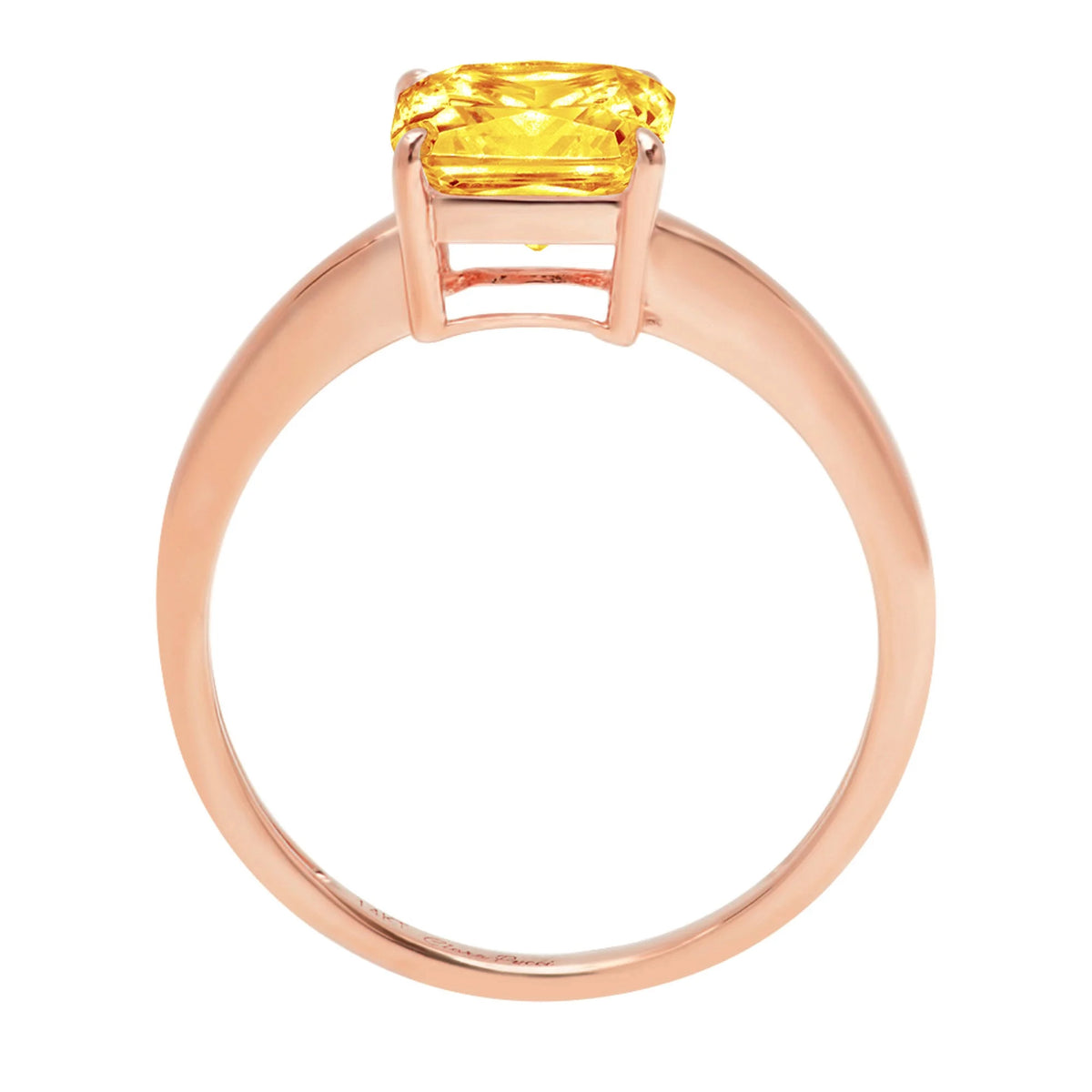 1.5ct Asscher Cut Yellow Citrine 18k Rose Gold Solitaire Ring A48131